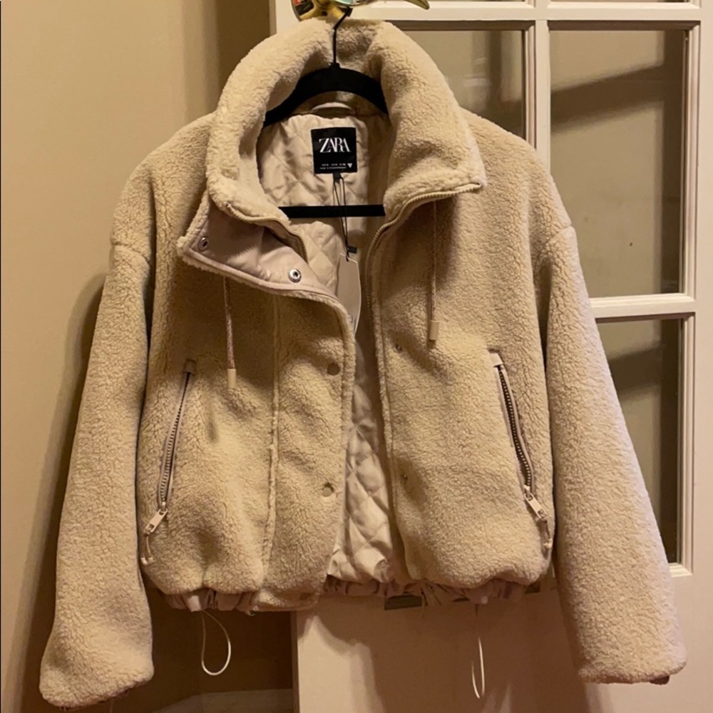 Zara Sherpa bomber/cropped jacket